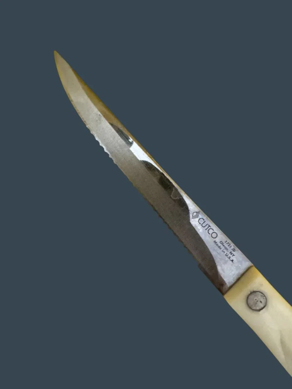 Cutco Knife 1721 JD Serrated White Handle Stainless Steel